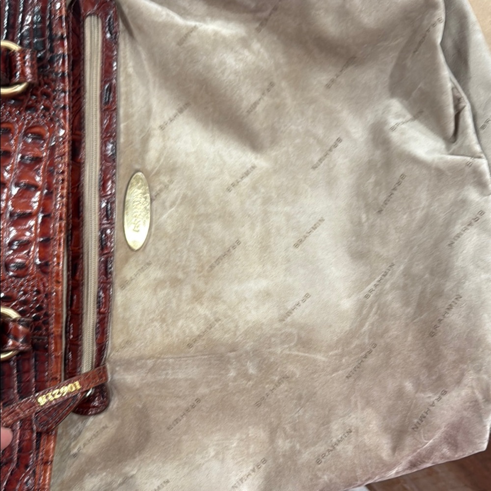 🌹vintage Brahmin Duxbury Dome Satchel Red Ember Metallic Leather+Wallet+Tassel - Picture 5 of 14